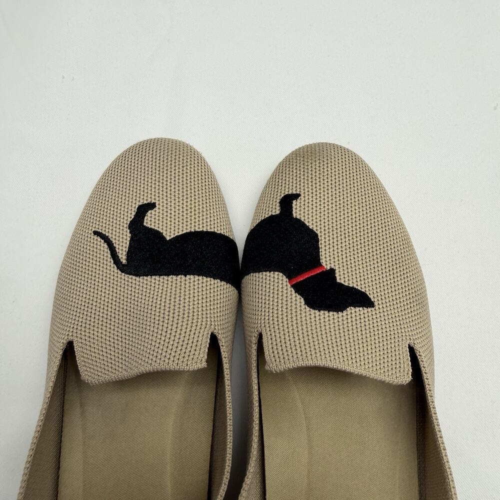 VIVAIA Dachshund Flats Women's 36.5 Beige Knit Slip On Loafers Dog Print - Picture 4 of 7